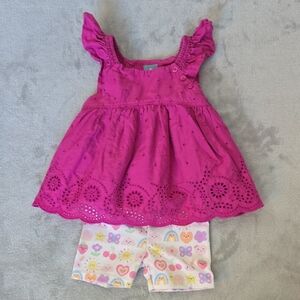 GAP Kids Matching Set - Pink Top with Colorful Leggings